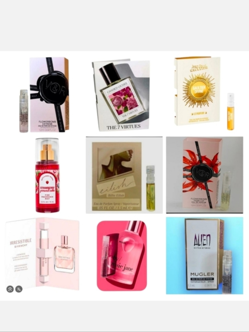 Billie Eilish, Ariana Grande, Mugler, Philosophy Lot Samples